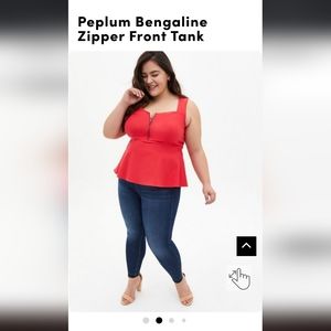 Peplum Zipper Front Top